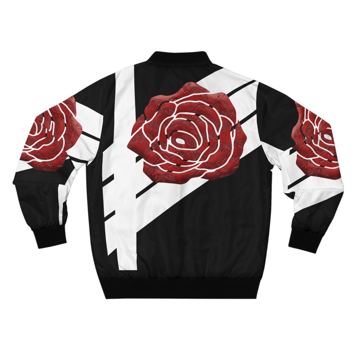 "A Rose is Still..." Black Bomber Jacket (Floral Finesse)