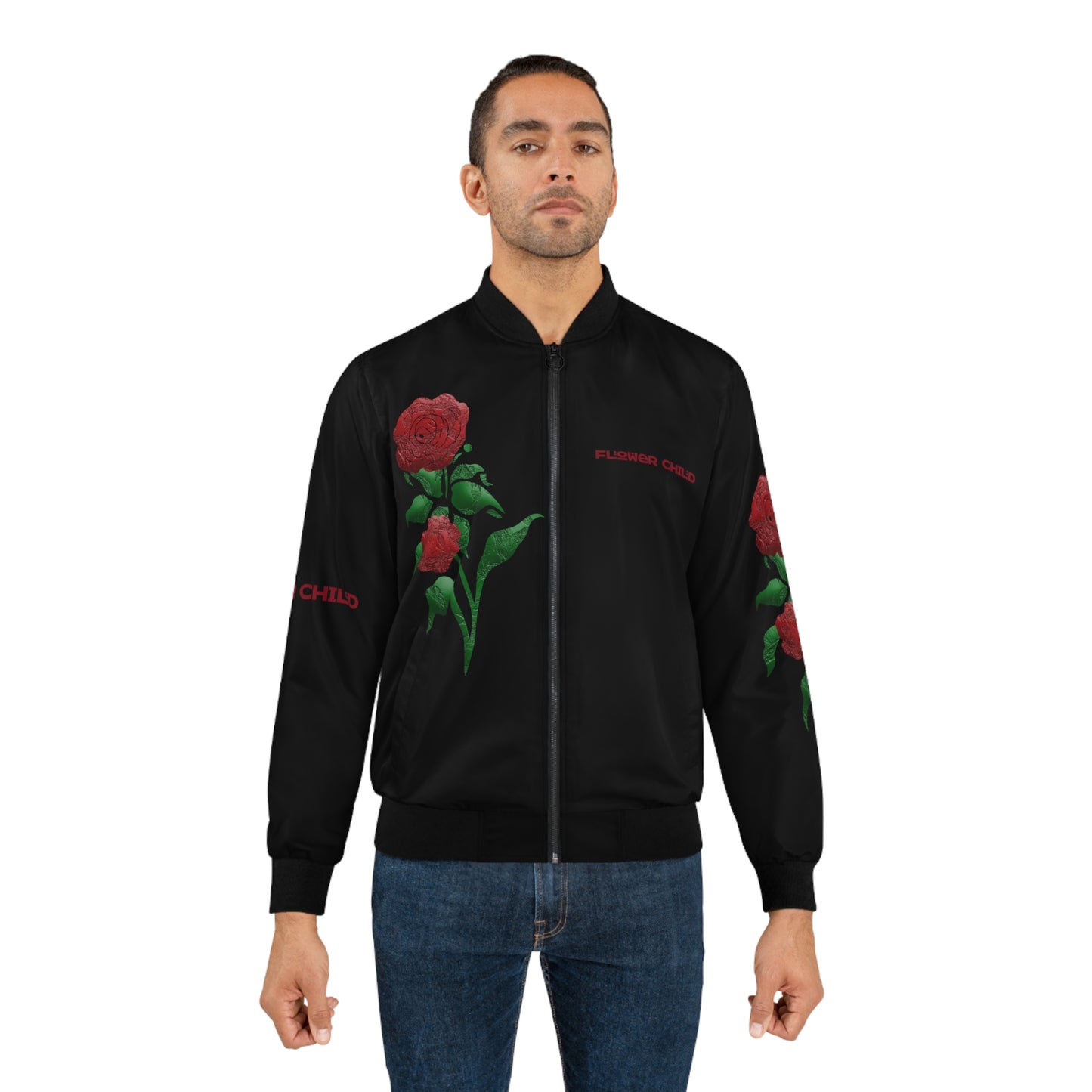 "Black Rose" Bomber Jacket (Floral Finesse)