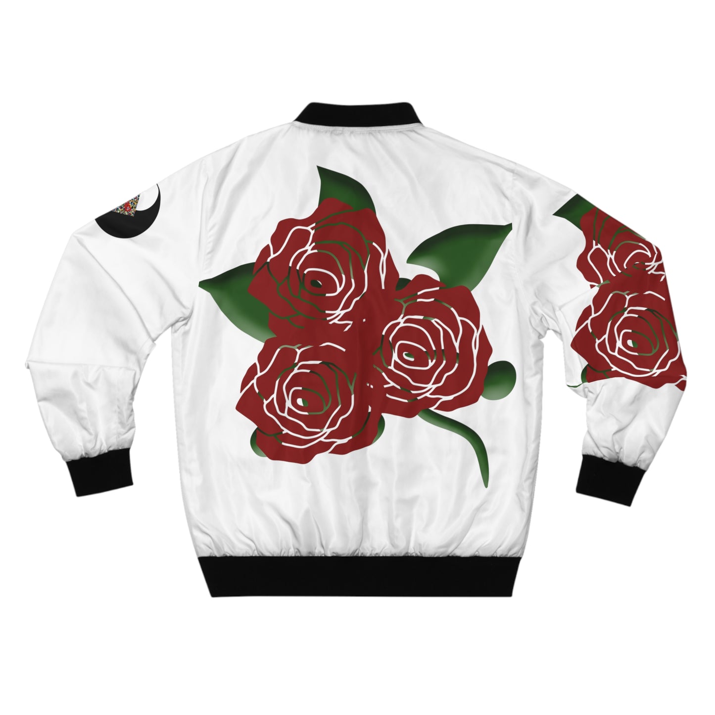 "Floral Finesse: Roses R in Style with our All-Over Print Bomber Jacket"